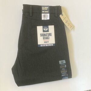 Dockers Signature Khaki Slim Fit Lux Cotton Stretch Pants - Dark Gray